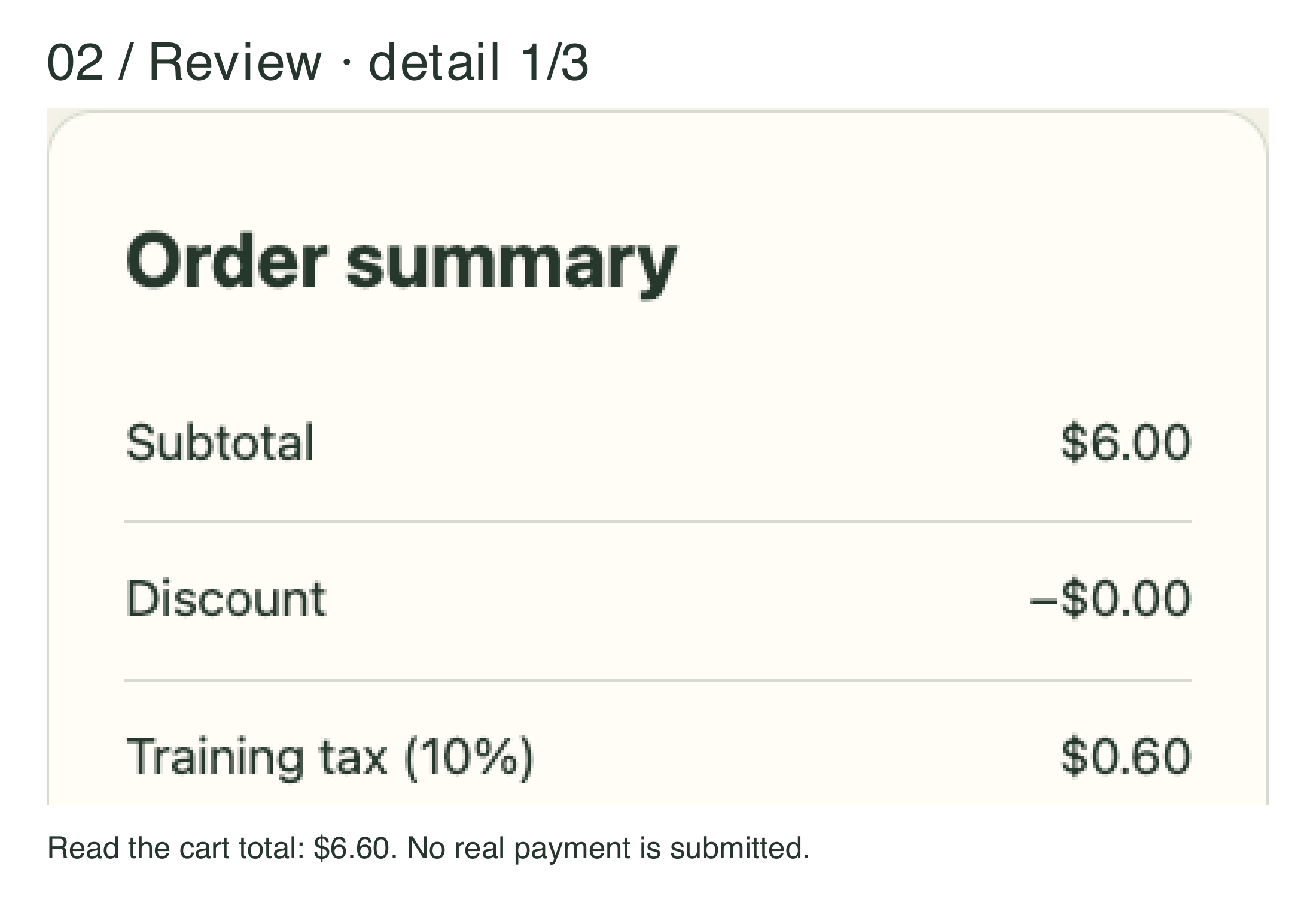 Figure 3.2c. From choice to a saved order.