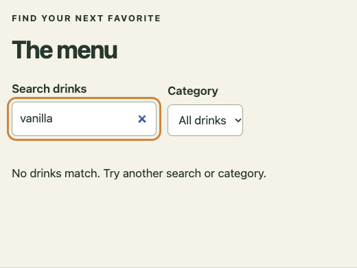 Figure 1.15. TestBucks search fault fixture: a vanilla query produces an empty result. This is a deliberately seeded teaching variant.