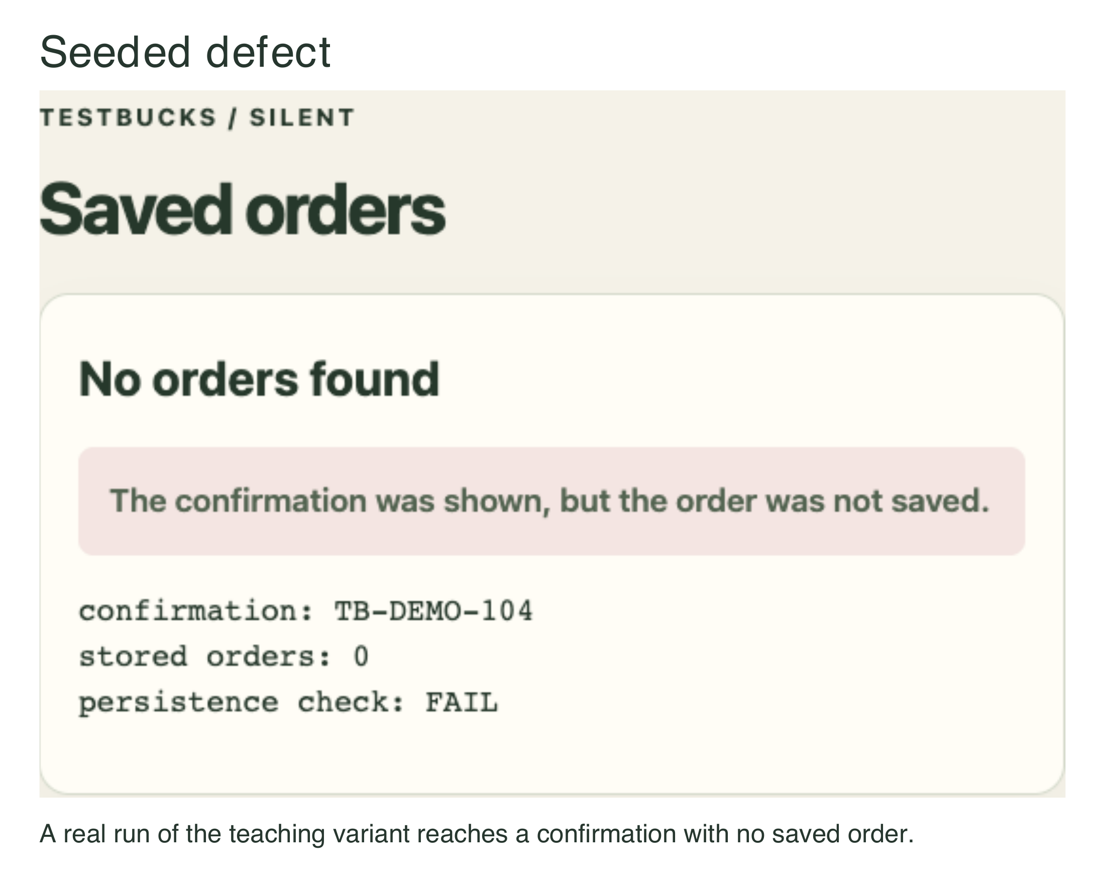 Figure 25.1a. Plant a defect. Check the checker.