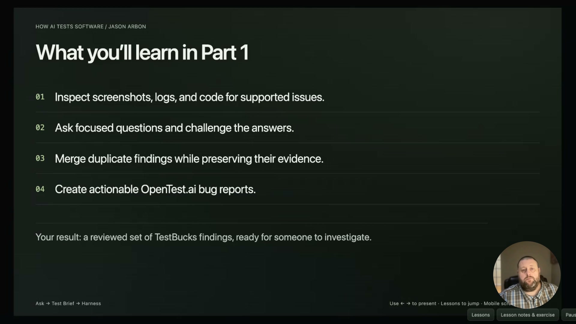 AI checks: start with the evidence: a frame from Jason's recorded lesson