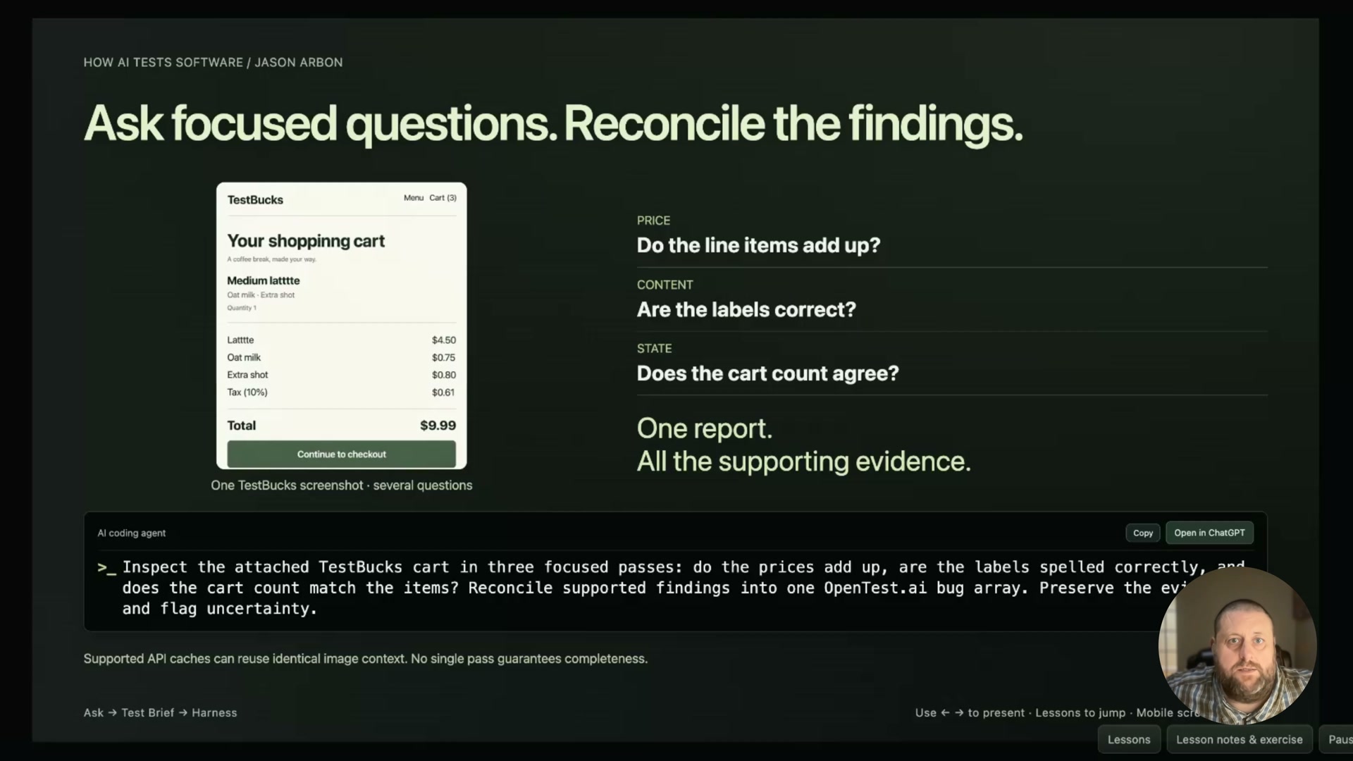 Ask focused questions: a frame from Jason's recorded lesson